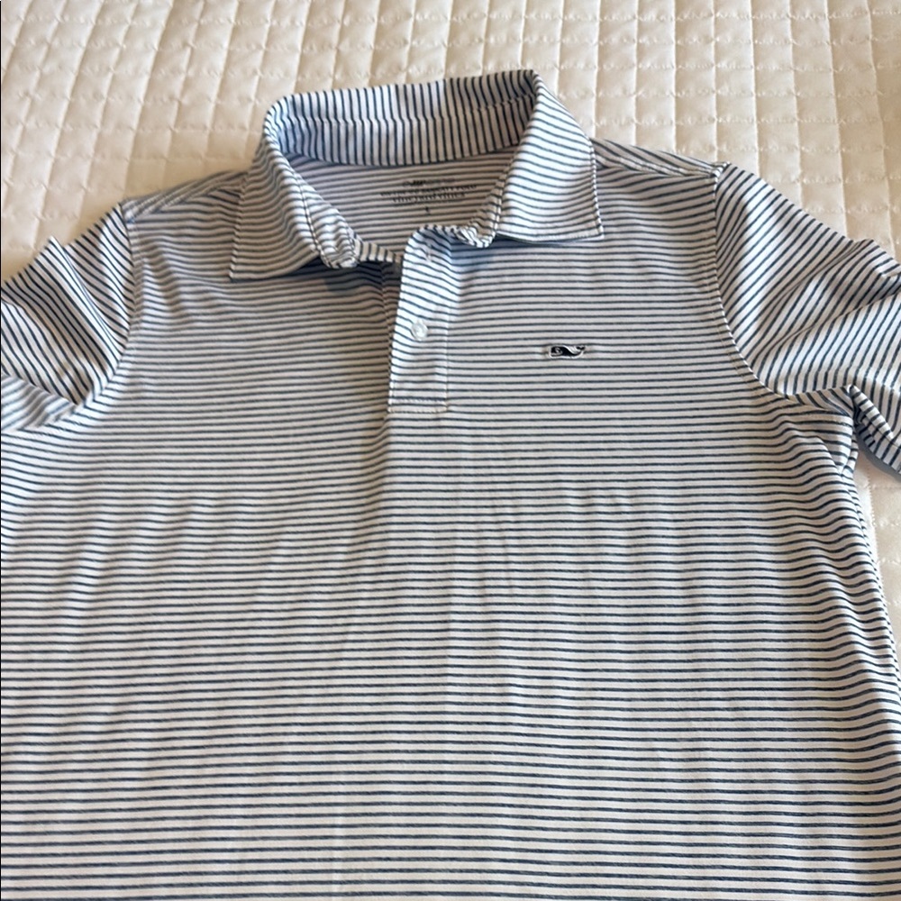 Boy’s Vineyard Vines Striped Polo Shirt - Blue